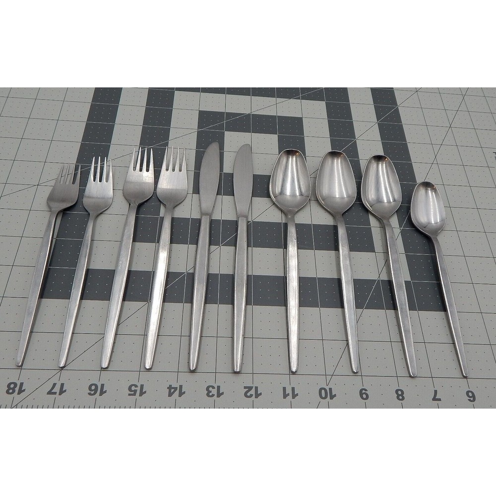 Japan Stainless Steel Unbranded Flatware Lot of 10 Forks Spoons Knives MCM